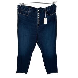 Good American Good Waist Skinny Waist Cinching Jeans dark blue size 30
